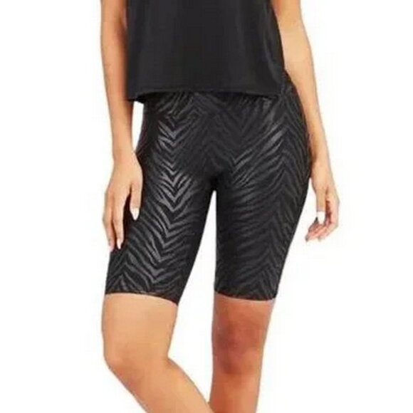 SPANX Faux Leather High Rise Tiger Strip Bike Shorts - Picture 1 of 11